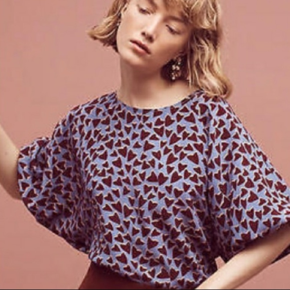 Anthropologie Maeve Hearts Blouse